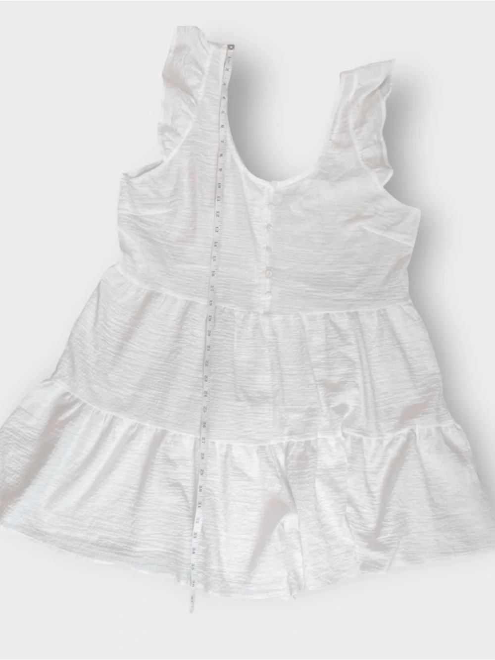 White Gauze Romper Dress Tiered Mini Flutter Sleeve Built In Shorts XL XXL 0X